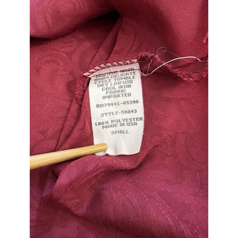 Vtg 90s Innermost Burgundy Jacquard Satin Nightgown Sleep Shirt Sz S Back Detail - Picture 7 of 7